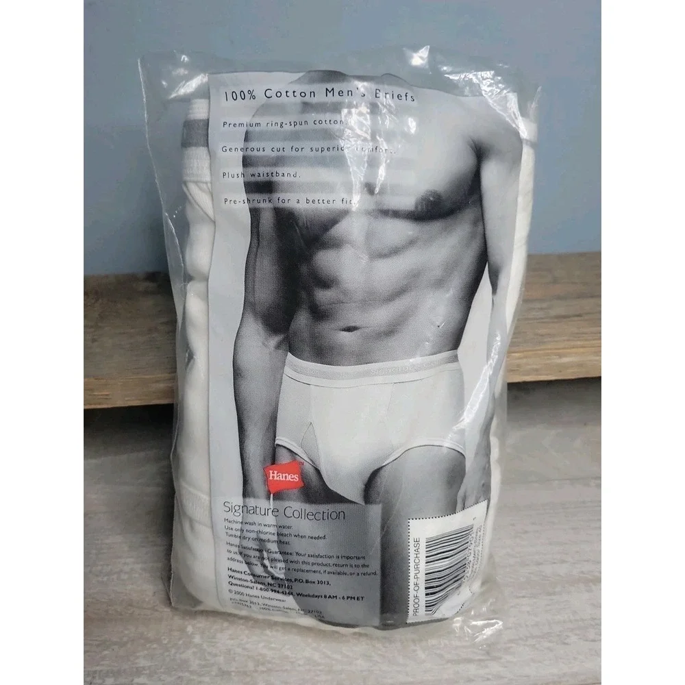 Vintage 2000 Hanes Signature Collection Briefs 6 Pack Men's Size 40 NOS